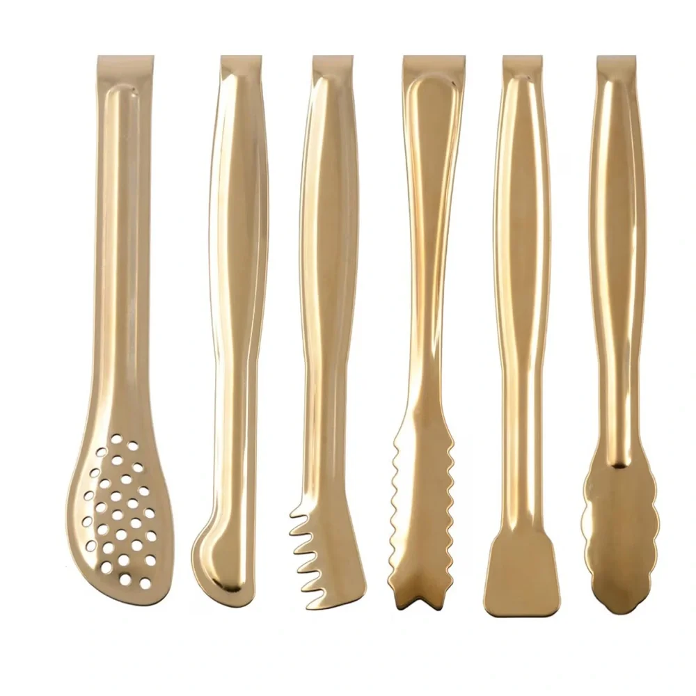 Hinmay Gold Stainless Steel Cocktail Mini Tongs Set - Picture 2 of 11